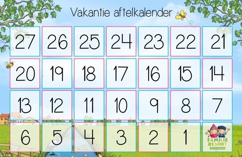 Vakantie aftelkalender Familie Resort Molenwaard